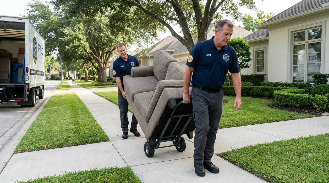 Local residential moving crew loading furniture in Suwanee, GA